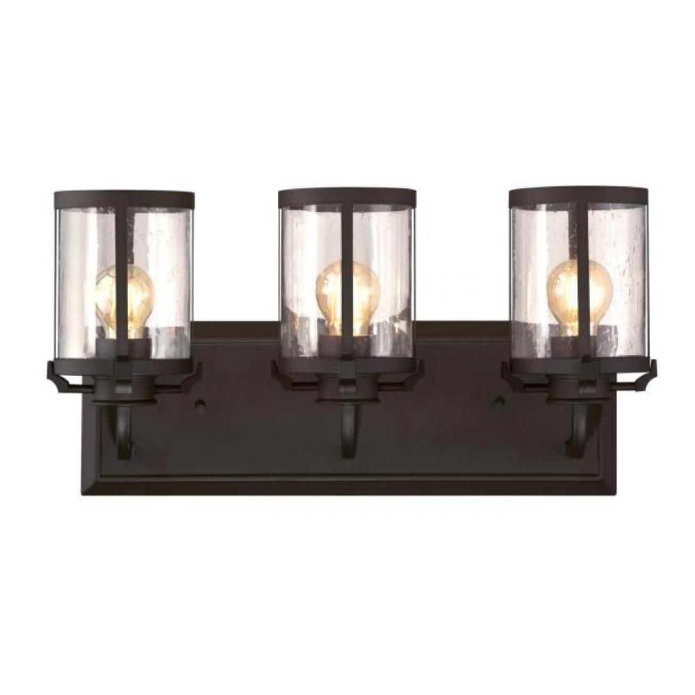 3 Light Wall Fixture Oil Rubbed Bronze Finish Clear Seeded Glass