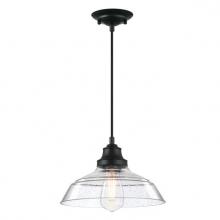 Westinghouse 6132200 - Pendant Matte Black Finish Clear Seeded Glass
