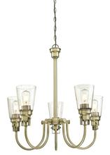 Westinghouse 6334100 - 5 Light Chandelier Antique Brass Finish Clear Seeded Glass