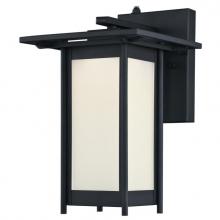 Westinghouse 6361100 - Dimmable LED Wall Fixture with Dusk to Dawn Sensor Textured Black Finish Frosted Glass