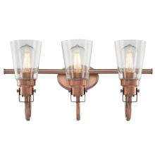 Westinghouse 6574800 - 3 Light Wall Fixture Washed Copper Finish Clear Seeded Glass