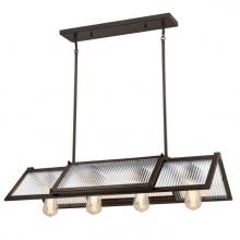 Westinghouse 6577200 - 4 Light Chandelier Oil Rubbed Bronze Finish Clear Ribbed Glass