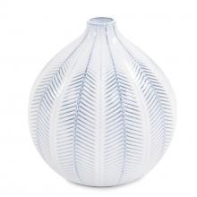 Howard Elliott 42044 - Blue and White Chevron Ceramic Globe Vase Large