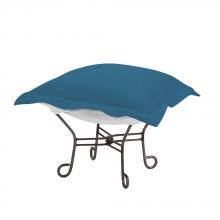 Howard Elliott Q510-298 - Scroll Puff Ottoman Seascape Turquoise Titanium Frame