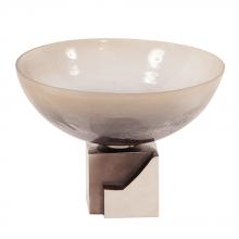 OMBRE GLASS BOWL ON SQUARE ALUMINUM BASE