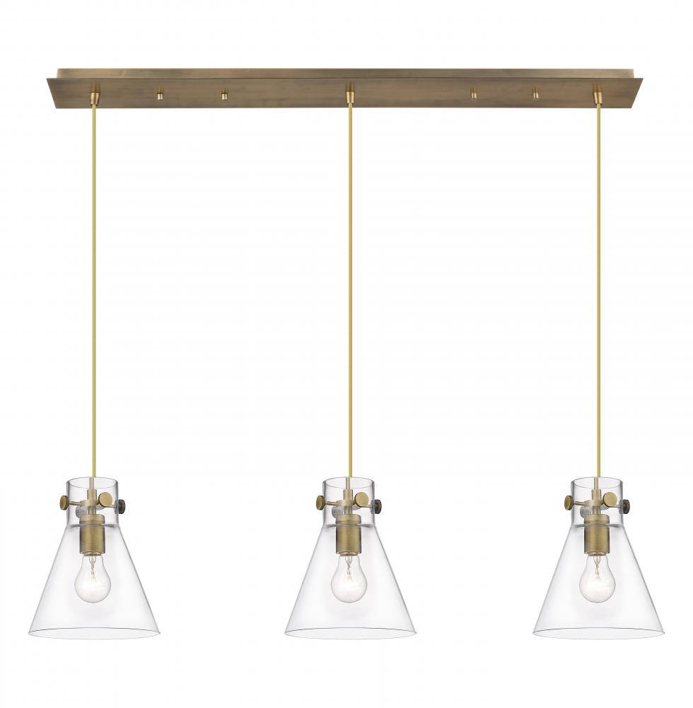 Newton Cone - 3 Light - 40 inch - Brushed Brass - Linear Pendant
