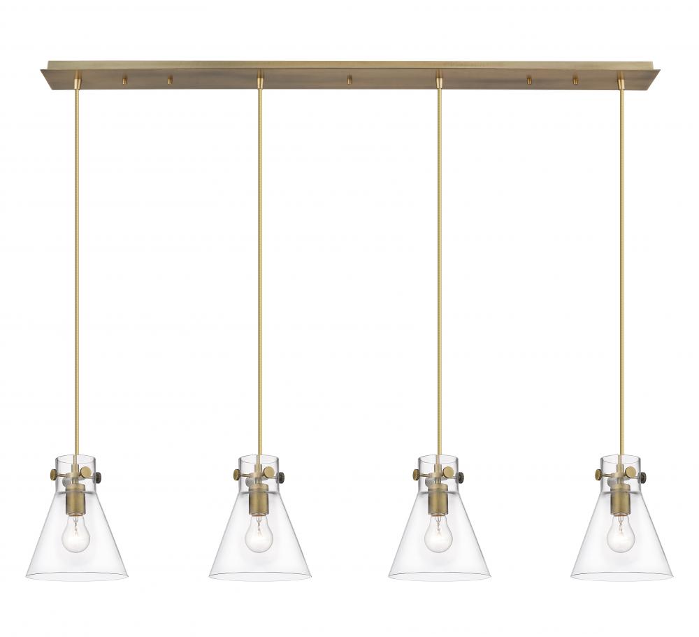 Newton Cone - 4 Light - 52 inch - Brushed Brass - Linear Pendant