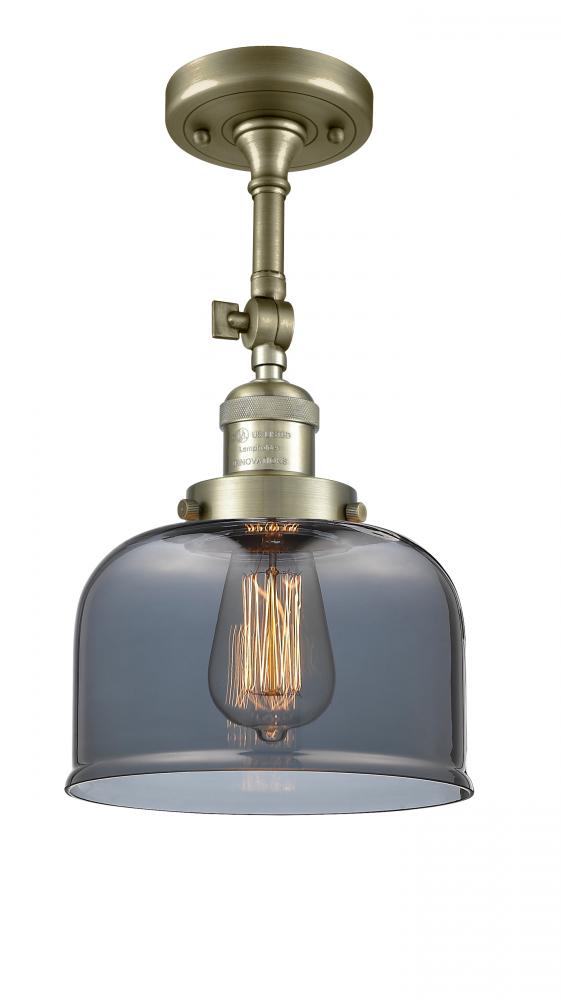 Bell - 1 Light - 8 inch - Antique Brass - Adjustable Semi-Flush Mount