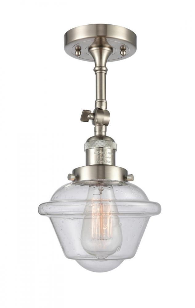 Oxford - 1 Light - 7 inch - Brushed Satin Nickel - Adjustable Semi-Flush Mount