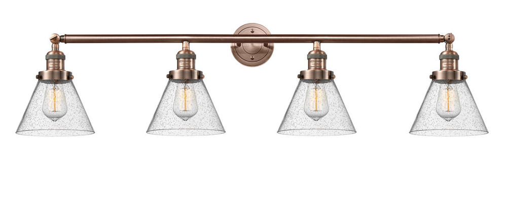 Cone - 4 Light - 44 inch - Antique Copper - Adjustable Bath Vanity Light