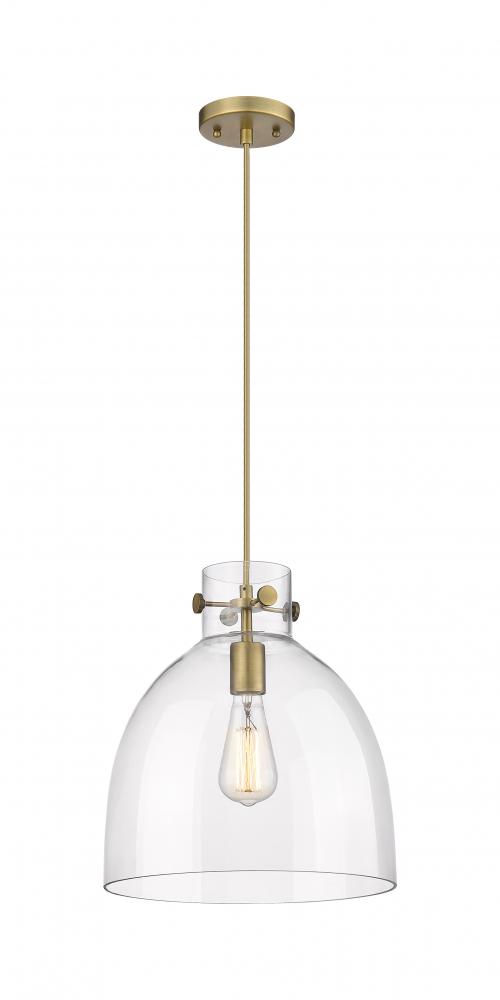 Newton Bell - 1 Light - 12 inch - Brushed Brass - Cord hung - Pendant
