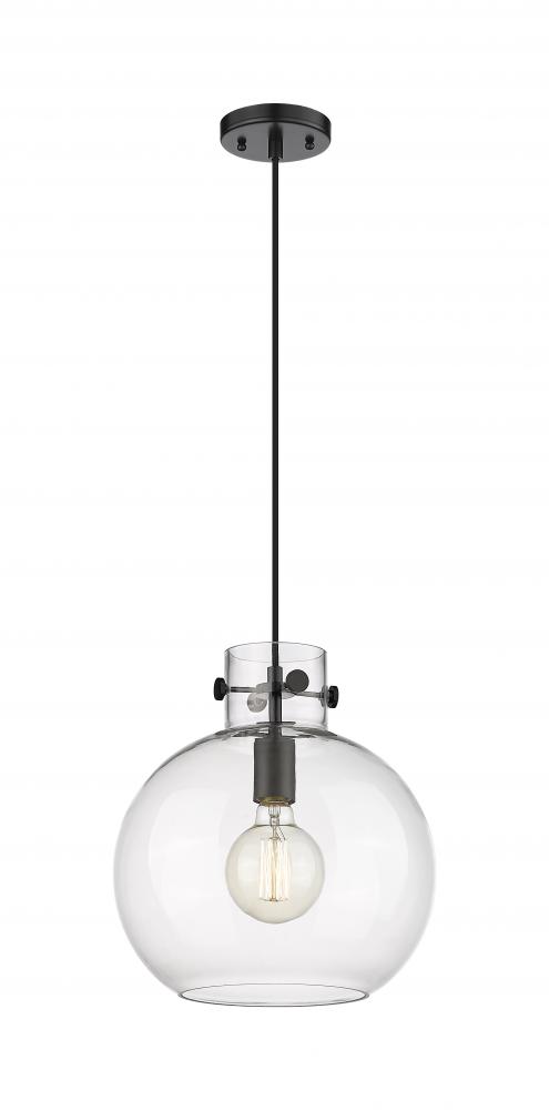 Newton Sphere - 1 Light - 12 inch - Matte Black - Cord hung - Pendant