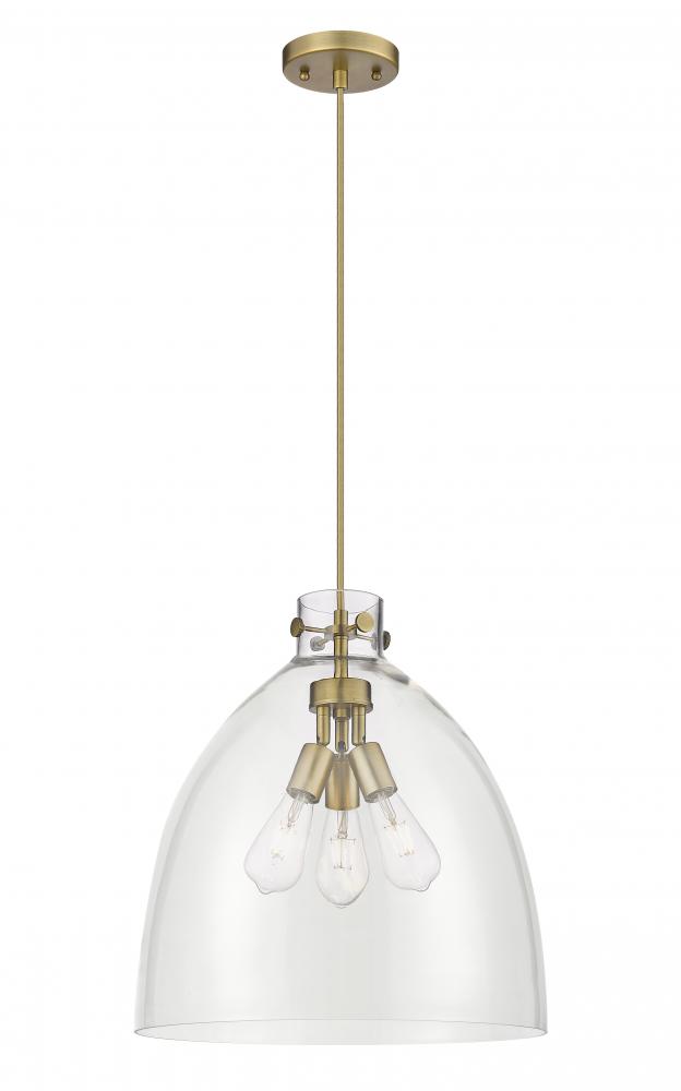 Newton Bell - 3 Light - 18 inch - Brushed Brass - Cord hung - Pendant