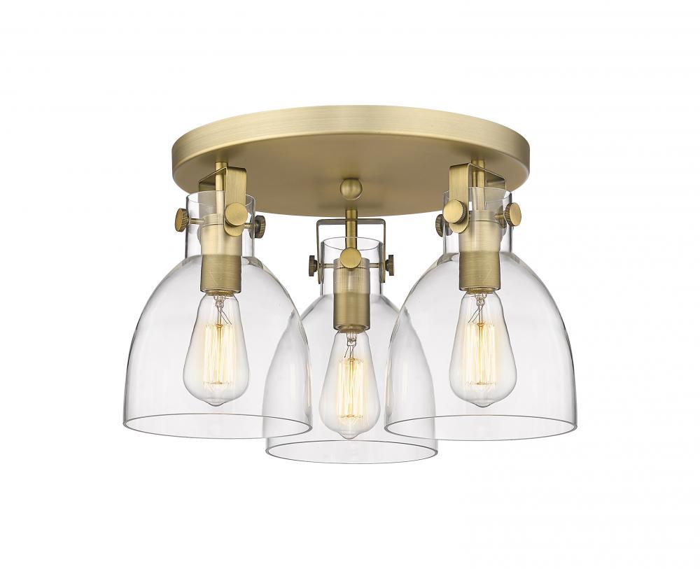 Newton Bell - 3 Light - 18 inch - Brushed Brass - Flush Mount