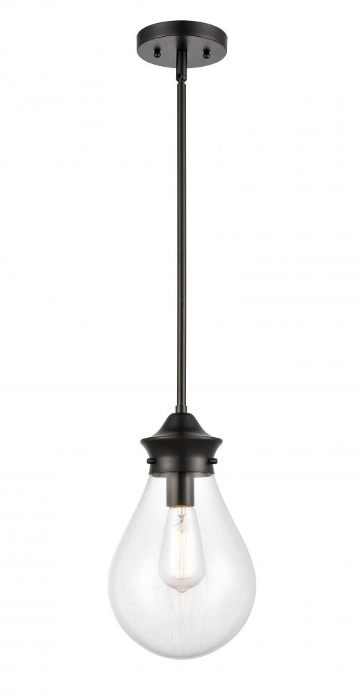 Genesis - 1 Light - 8 inch - Matte Black - Cord hung - Mini Pendant