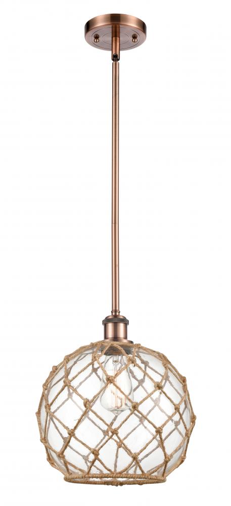 Farmhouse Rope - 1 Light - 10 inch - Antique Copper - Mini Pendant
