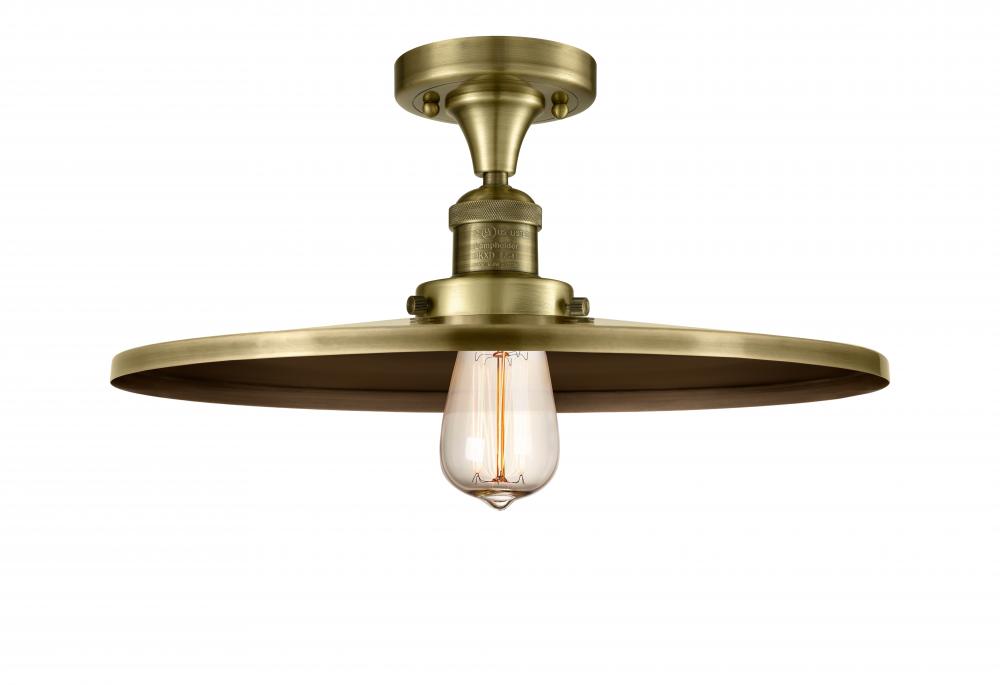 Railroad - 1 Light - 16 inch - Antique Brass - Semi-Flush Mount