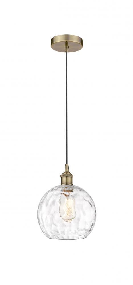 Athens Water Glass - 1 Light - 8 inch - Antique Brass - Cord hung - Mini Pendant
