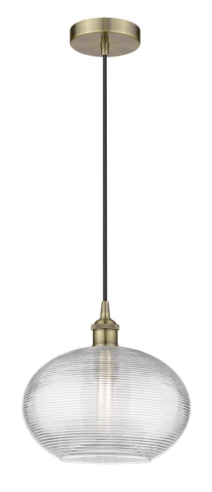 Ithaca - 1 Light - 12 inch - Antique Brass - Cord hung - Mini Pendant