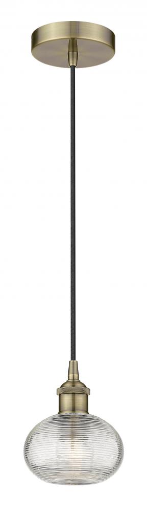 Ithaca - 1 Light - 6 inch - Antique Brass - Cord hung - Mini Pendant