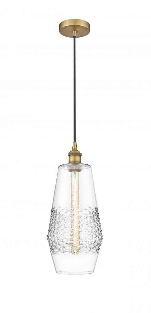 Windham - 1 Light - 7 inch - Brushed Brass - Cord hung - Mini Pendant