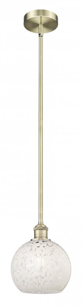 White Mouchette - 1 Light - 8 inch - Antique Brass - Stem Hung - Mini Pendant