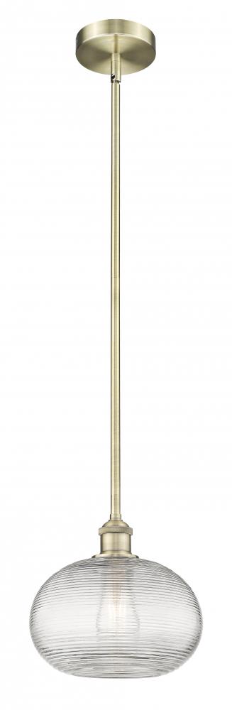 Ithaca - 1 Light - 10 inch - Antique Brass - Cord hung - Mini Pendant