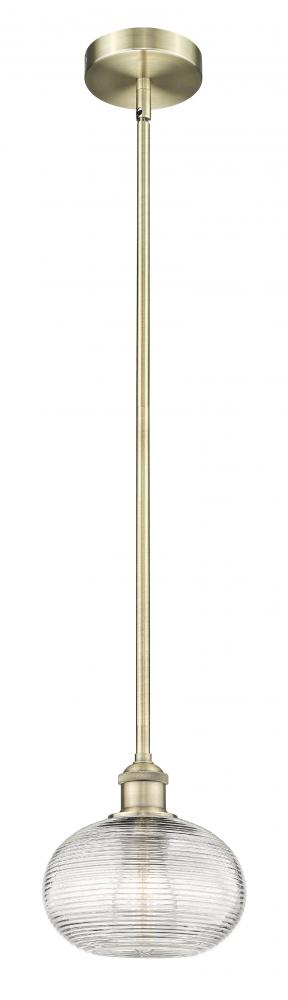 Ithaca - 1 Light - 8 inch - Antique Brass - Cord hung - Mini Pendant