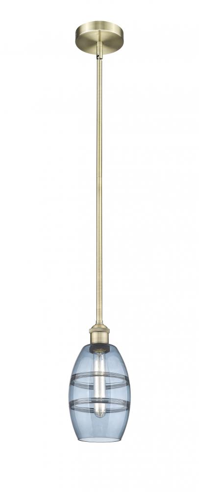 Vaz - 1 Light - 6 inch - Antique Brass - Cord hung - Mini Pendant