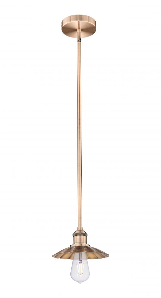 Scallop - 1 Light - 8 inch - Antique Copper - Stem Hung - Mini Pendant