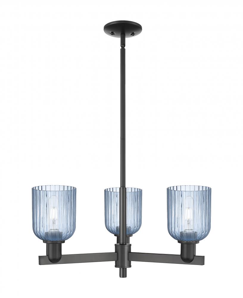 Bridal Veil - 3 Light - 18 inch - Matte Black - Flush Mount