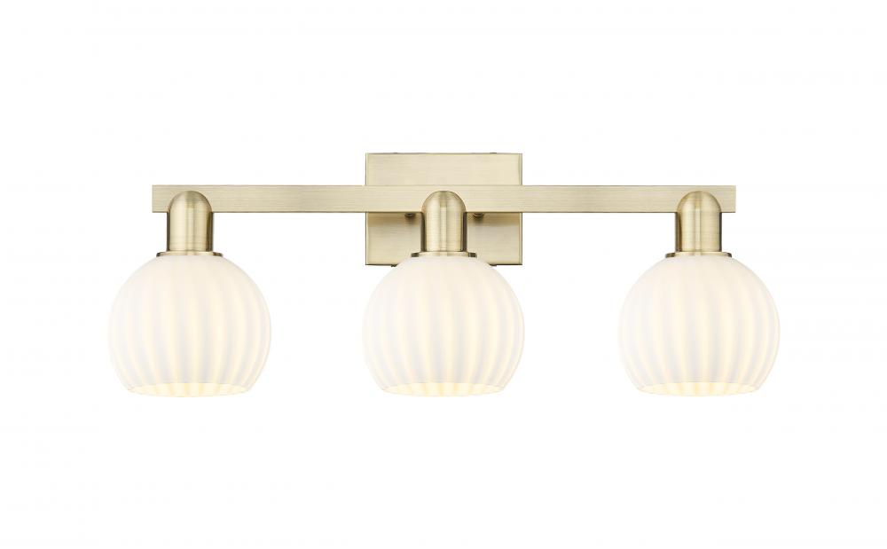 White Venetian - 3 Light - 25 inch - Brushed Satin Nickel - Bath Vanity Light