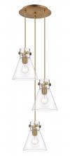 Innovations Lighting 113-410-1PS-BB-G411-8CL - Newton Cone - 3 Light - 16 inch - Brushed Brass - Multi Pendant