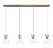 Innovations Lighting 124-410-1PS-BB-G411-8CL - Newton Cone - 4 Light - 52 inch - Brushed Brass - Linear Pendant