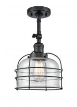 Innovations Lighting 201F-BK-G74-CE-LED - Bell Cage - 1 Light - 9 inch - Matte Black - Adjustable Semi-Flush Mount