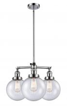 Innovations Lighting 207-PC-G204-8-LED - Beacon - 3 Light - 22 inch - Polished Chrome - Stem Hung - Chandelier