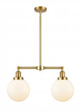 Innovations Lighting 209-SG-G201-8-LED - Beacon - 2 Light - 25 inch - Satin Gold - Stem Hung - Adjustable Island Light