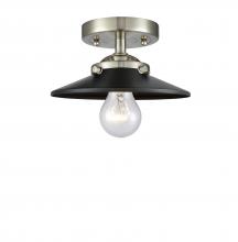 Innovations Lighting 284-1C-SN-M6-BK-LED - Railroad - 1 Light - 8 inch - Brushed Satin Nickel - Semi-Flush Mount