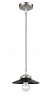 Innovations Lighting 284-1S-SN-M6-BK-LED - Railroad - 1 Light - 8 inch - Brushed Satin Nickel - Cord hung - Mini Pendant