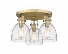 Innovations Lighting 411-3F-BB-G412-7SDY - Newton Bell - 3 Light - 18 inch - Brushed Brass - Flush Mount