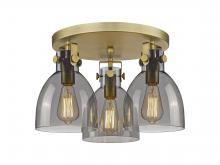 Innovations Lighting 411-3F-BB-G412-7SM - Newton Bell - 3 Light - 18 inch - Brushed Brass - Flush Mount