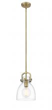Innovations Lighting 412-1S-BB-8CL - Newton Bell - 1 Light - 8 inch - Brushed Brass - Cord hung - Mini Pendant