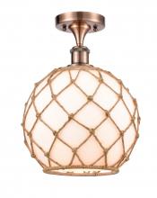 Innovations Lighting 516-1C-AC-G121-10RB-LED - Farmhouse Rope - 1 Light - 10 inch - Antique Copper - Semi-Flush Mount