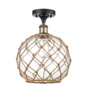 Innovations Lighting 516-1C-BAB-G122-10RB-LED - Farmhouse Rope - 1 Light - 10 inch - Black Antique Brass - Semi-Flush Mount
