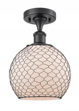 Innovations Lighting 516-1C-BK-G121-8CBK - Farmhouse Chicken Wire - 1 Light - 8 inch - Matte Black - Semi-Flush Mount