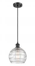 Innovations Lighting 516-1P-BK-G1213-8-LED - Athens Deco Swirl - 1 Light - 8 inch - Matte Black - Cord hung - Mini Pendant