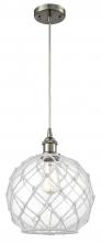 Innovations Lighting 516-1P-SN-G122-10RW-LED - Farmhouse Rope - 1 Light - 10 inch - Brushed Satin Nickel - Cord hung - Mini Pendant