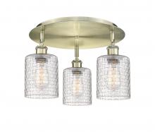 Innovations Lighting 516-3C-AB-G112C-5CL - Cobbleskill - 3 Light - 17 inch - Antique Brass - Flush Mount