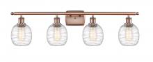 Innovations Lighting 516-4W-AC-G1013-LED - Belfast - 4 Light - 36 inch - Antique Copper - Bath Vanity Light
