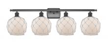 Innovations Lighting 516-4W-BK-G121-8RW-LED - Farmhouse Rope - 4 Light - 38 inch - Matte Black - Bath Vanity Light